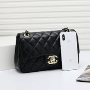 Mode Leder Ringer Lock Catch Single Shoulder Crossbody Bag Handtasche