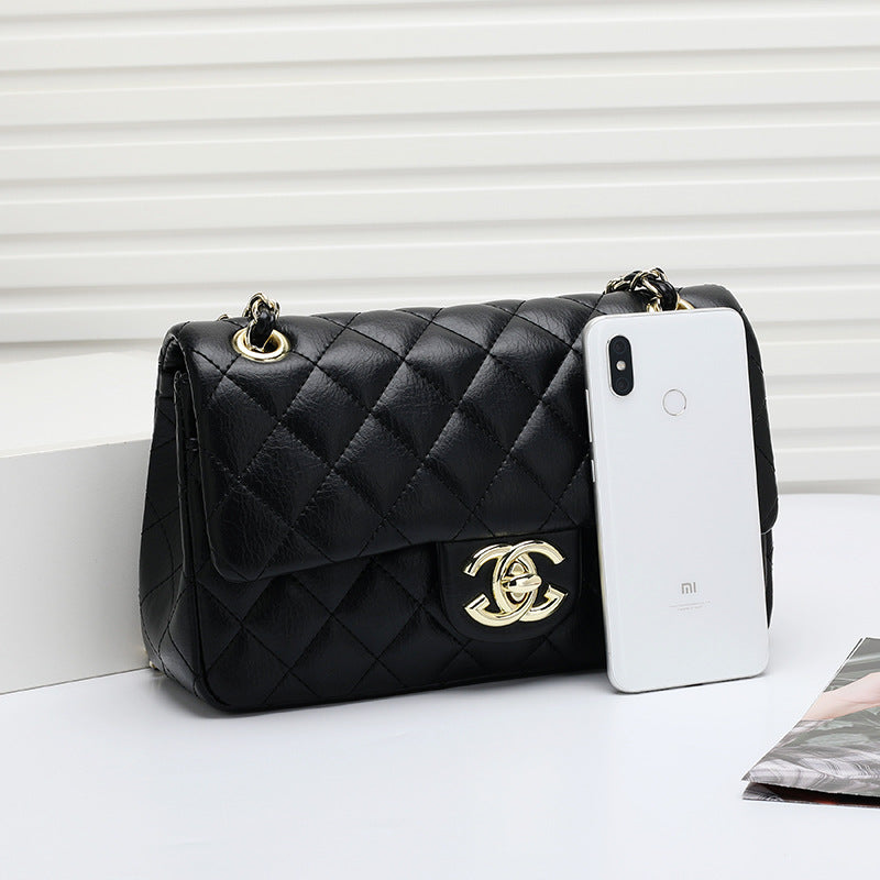 Mode Leder Ringer Lock Catch Single Shoulder Crossbody Bag Handtasche