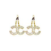 Classic double C letter short earrings