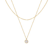 Double White Shell Round Geometric Clavicle Chain