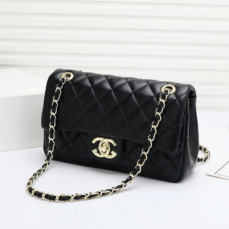 Mode Leder Ringer Lock Catch Single Shoulder Crossbody Bag Handtasche