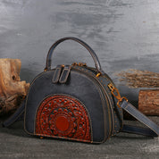 Retro Cowhide Ethnic Style Layered Shoulder Messenger Bag