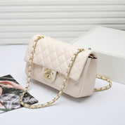 Mode Leder Ringer Lock Catch Single Shoulder Crossbody Bag Handtasche