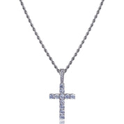Micro Paved Zircon Hip Hop Anka Key Cross Hip Hop Pendant Necklace