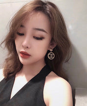 Luxury Pearl Big Circle Pendant Earrings
