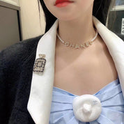 Luxury Rhinestone Pearl Letter Necklace