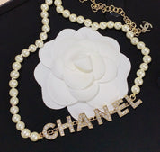 Luxury Rhinestone Pearl Letter Necklace
