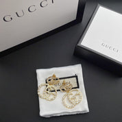 Exquisite Ohrringe mit doppelter Perle und Strass