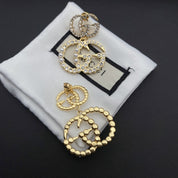 Exquisite Ohrringe mit doppelter Perle und Strass
