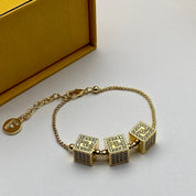 Classic double F square rhinestone bracelet