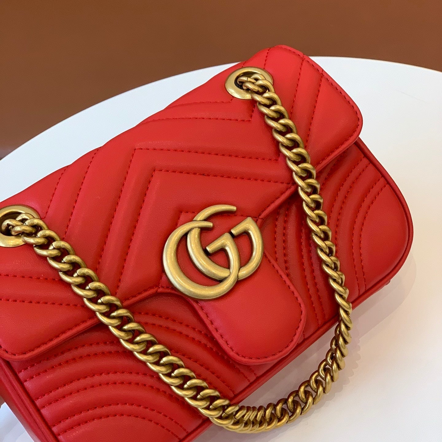 Fashion Women's Letter G locking Catch Wavy Leather Shoulder Bag Crossbody Bag