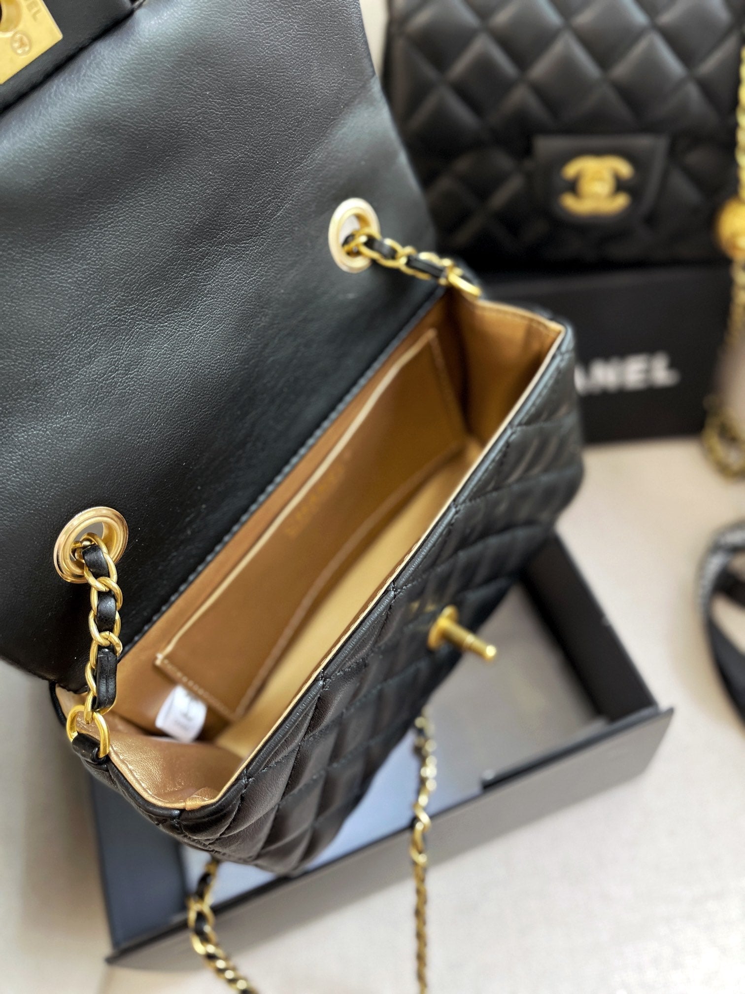 Kleine goldene Kugel Rhombus Leder Seil Kette Tasche Umhängetasche