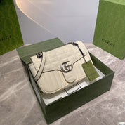 2 Farben Klassische Ringer-Umhängetasche mit Doppel-G-Buchstabenschnalle, einzelne Schultertasche