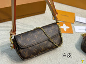 Luxuriöse, klassische Clamshell-Ledertasche mit Aufdruck