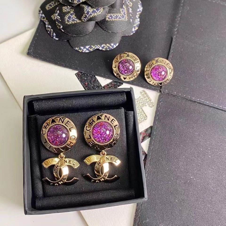 Mode CC Runde Strass Baumeln Ohrringe