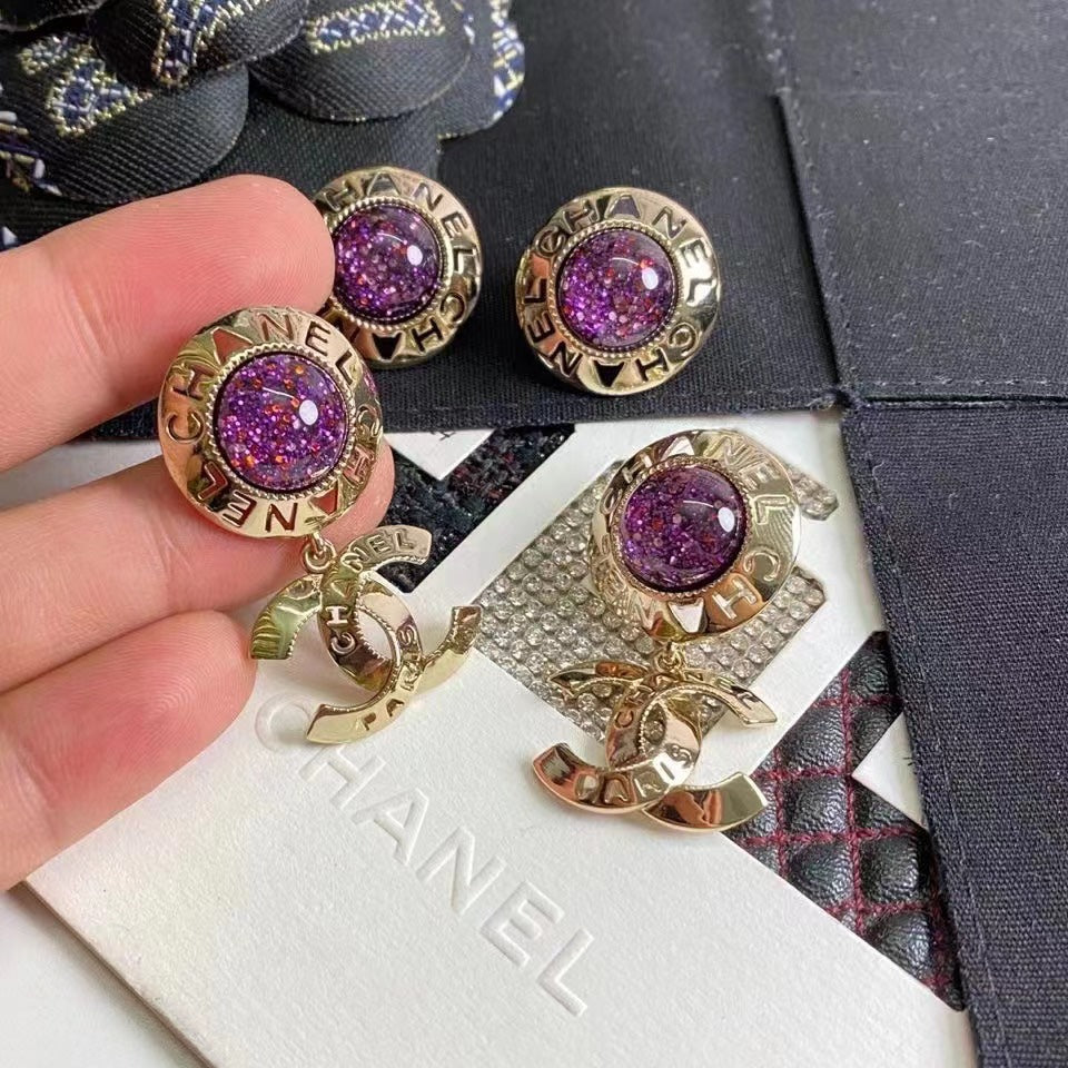 Mode CC Runde Strass Baumeln Ohrringe