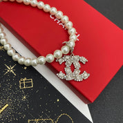 Fashion CC pearl pendant necklace