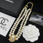 Fashion CC Pearl Charm Necklace
