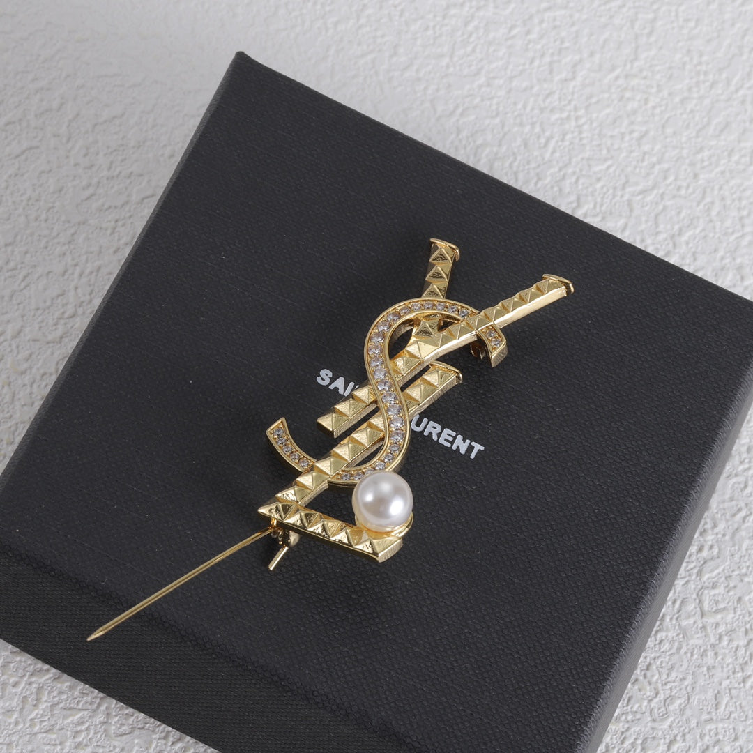 Mode YS Strass Perle Muster Brosche