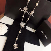 Fashion CC Flower Letter Pearl Necklace