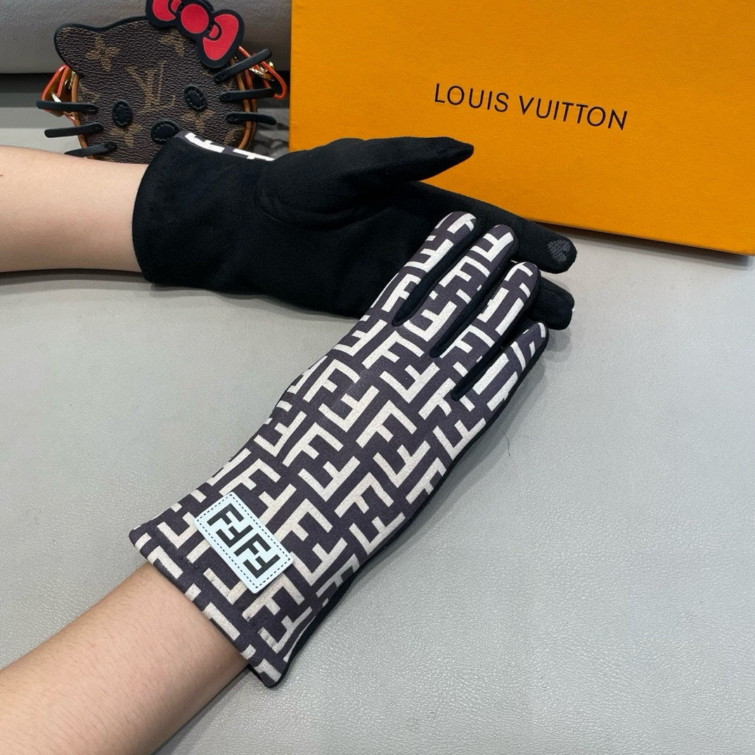 Classic FF letter jacquard gloves