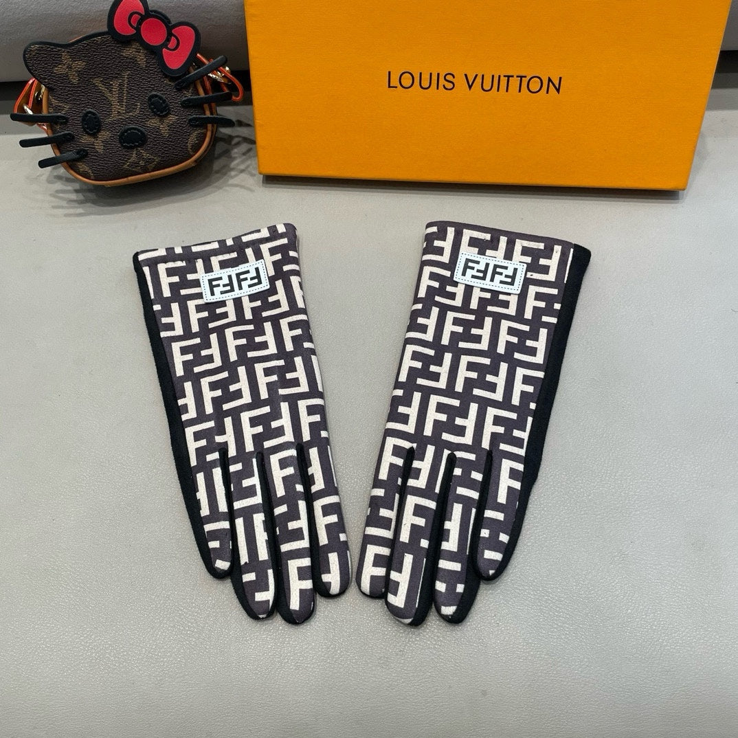 Classic FF letter jacquard gloves