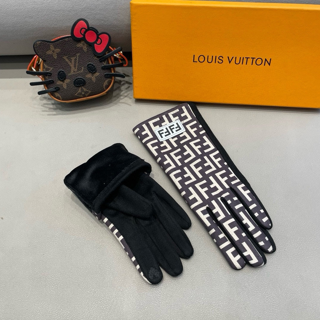 Classic FF letter jacquard gloves