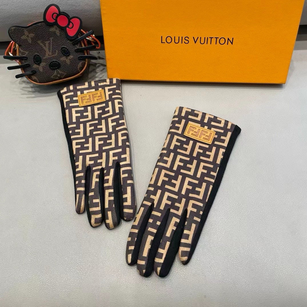 Classic FF letter jacquard gloves