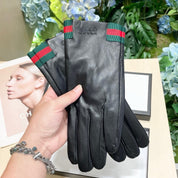 Fashionable GG letter embroidered bow gloves