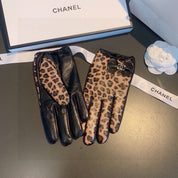 Fashion CC letter leopard bow gloves