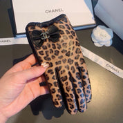 Fashion CC letter leopard bow gloves