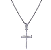 Micro Paved Zircon Hip Hop Anka Key Cross Hip Hop Pendant Necklace