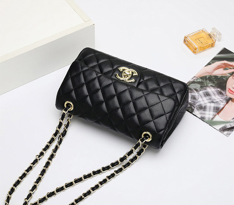 Mode Leder Ringer Lock Catch Single Shoulder Crossbody Bag Handtasche