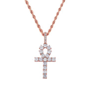 Micro Paved Zircon Hip Hop Anka Key Cross Hip Hop Pendant Necklace