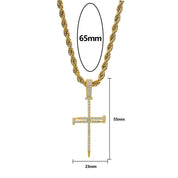 Micro Paved Zircon Hip Hop Anka Key Cross Hip Hop Pendant Necklace
