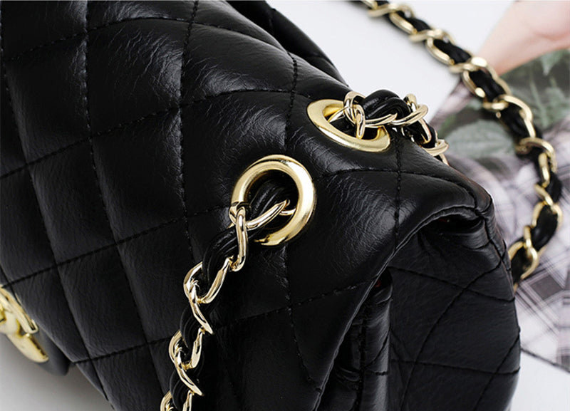 Mode Leder Ringer Lock Catch Single Shoulder Crossbody Bag Handtasche