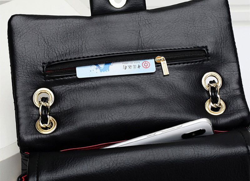 Mode Leder Ringer Lock Catch Single Shoulder Crossbody Bag Handtasche