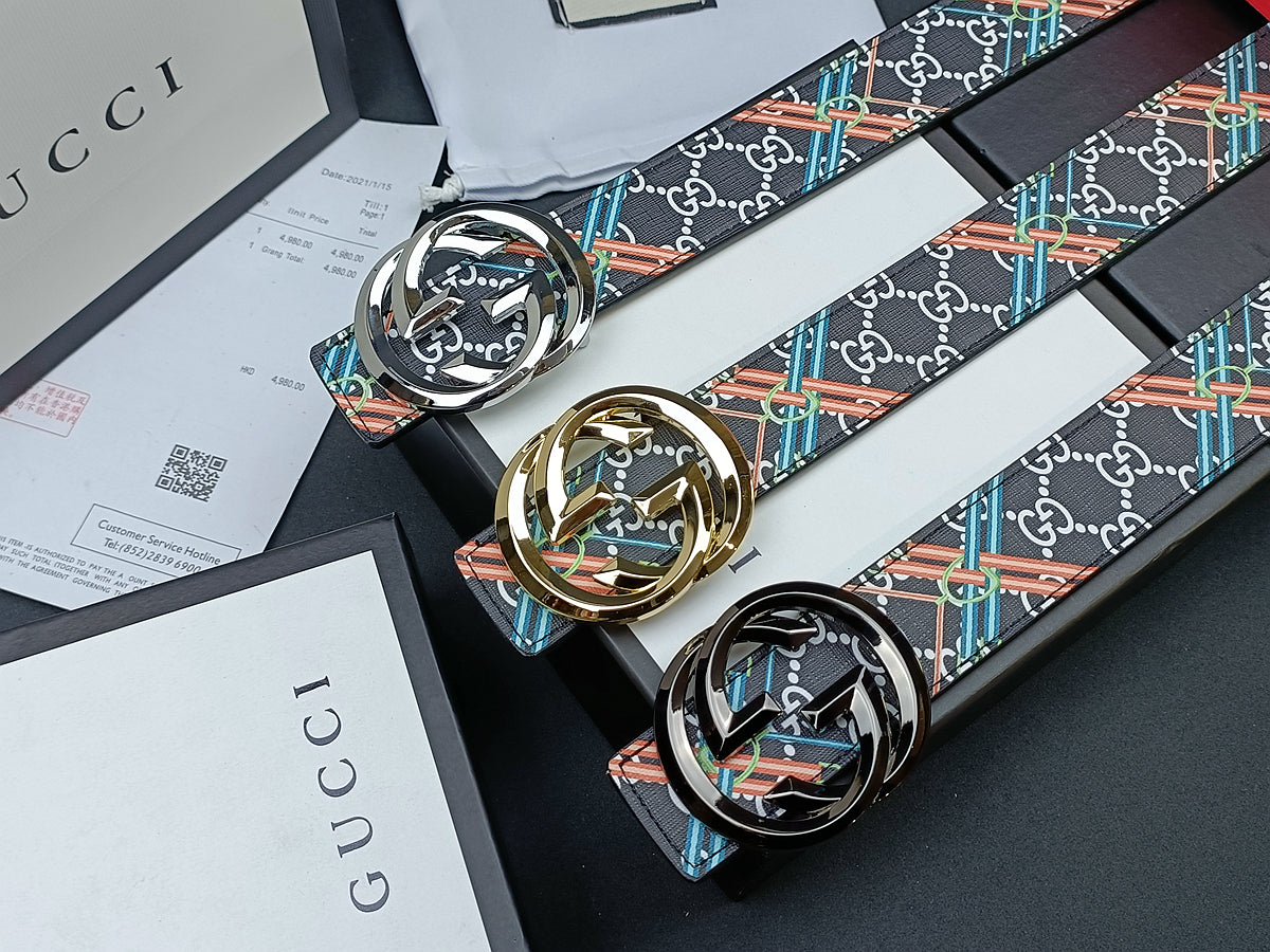 Luxuriöser Gürtel mit Doppel-G-Streifen in 3 Farben