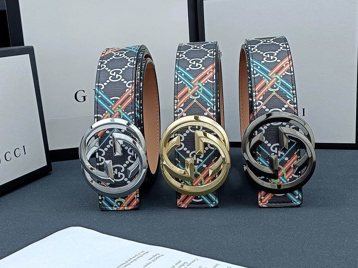 Luxuriöser Gürtel mit Doppel-G-Streifen in 3 Farben