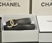 6 color luxury double C pearl rhinestone belt