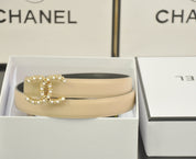 6 color luxury double C pearl rhinestone belt