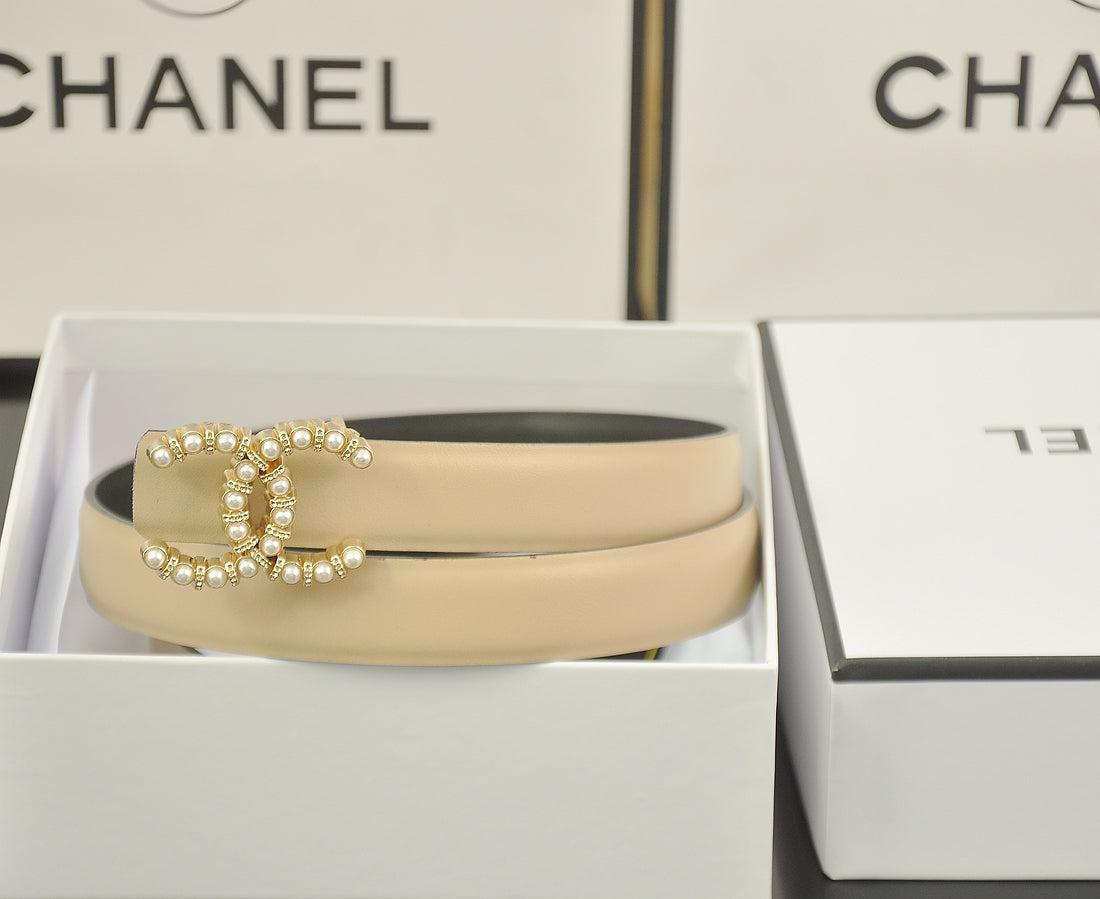 6 color luxury double C pearl rhinestone belt