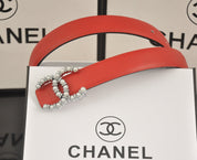 6-farbiger Luxus-Gürtel mit Doppel-C-Perlen und Strass