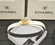 6-color luxurious double C hollow-out LOGO pearl belt