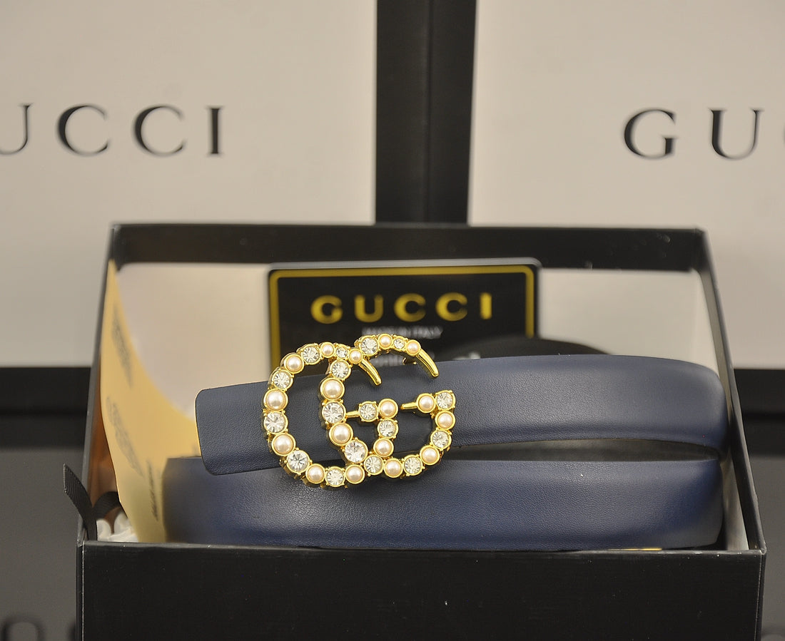 6 Farben Mode Doppel C Perle Strass Gürtel