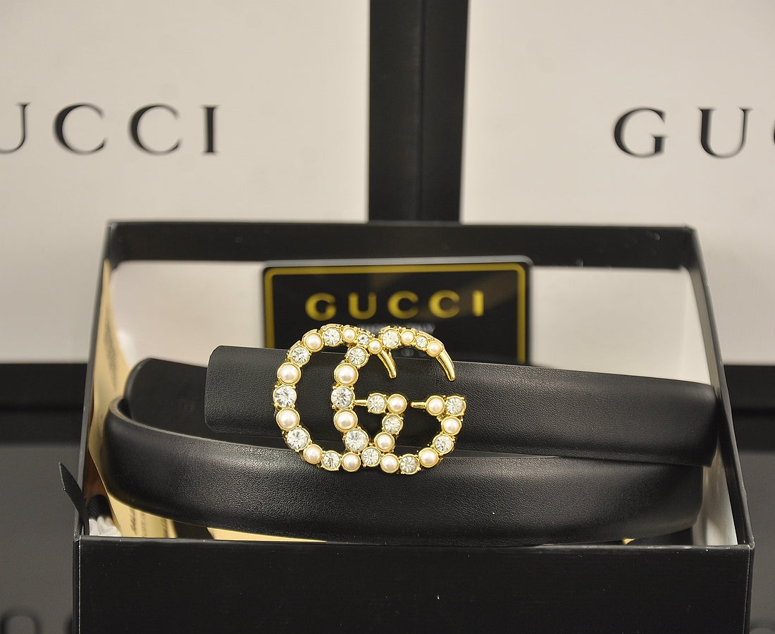 6 Farben Mode Doppel C Perle Strass Gürtel