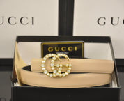 6 Farben Mode Doppel C Perle Strass Gürtel