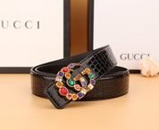 2 luxury double G irregular colored diamond belts