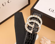 2 Styles Luxurious Double G Rhinestone Belt