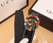2 luxury double G irregular colored diamond belts